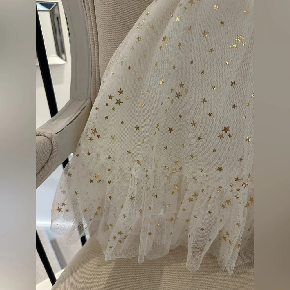 🦢 12 Mth Oshkosh Ivory Tulle Fancy Dress with Gold Star Details NWT - Picture 9 of 14